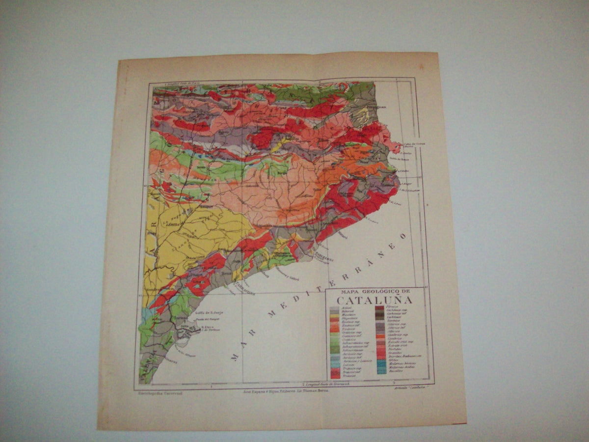 LAMINA ESPASA 3014: Mapa geologico de Cataluña