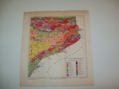 LAMINA ESPASA 3014: Mapa geologico de Cataluña