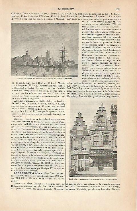 LAMINA ESPASA 3121: Vistas de Dordrecht Holanda