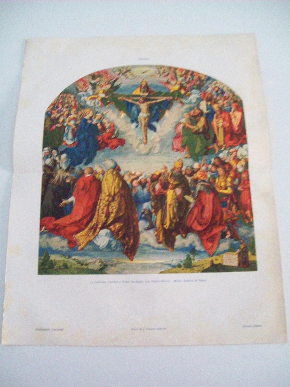 LAMINA ESPASA 3191: La Santisima Trinidad y todos los santos por A. Durero