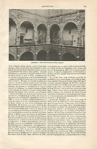 LAMINA ESPASA 3816: Patio del Convento de San Agustin en Queretaro Mexico