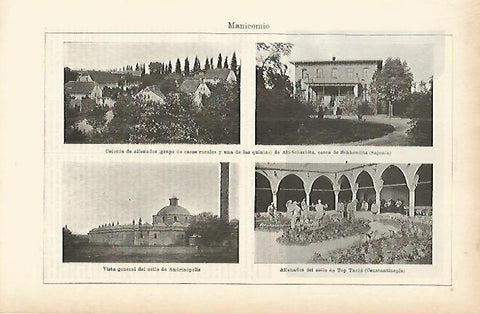 LAMINA ESPASA 3964: Vistas de manicomios de Sajonia y Turquia
