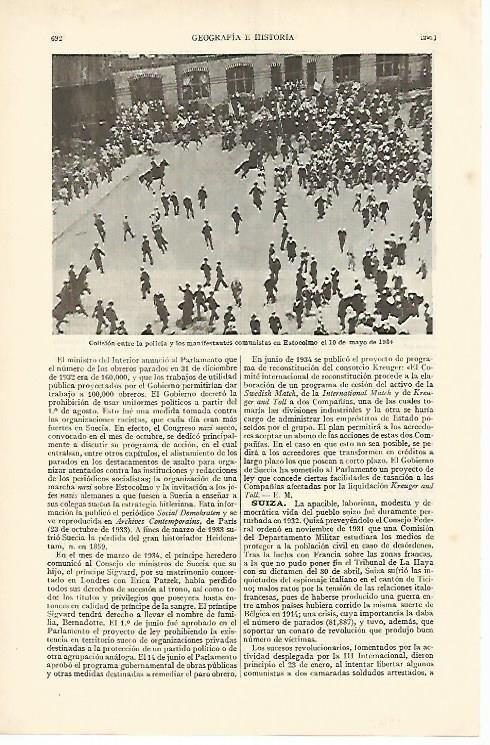 LAMINA DE ESPASA 342: Colision entre policia y comunistas en Estocolmo 1934