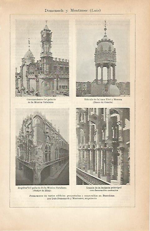 LAMINA ESPASA 3109: Edificios de Domenech y Montaner en Barcelona