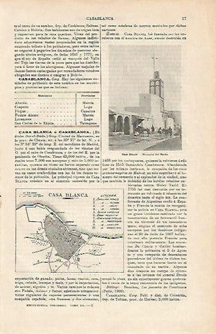LAMINA ESPASA 3070: Plano y Mezquita del Bacha de Casablanca Marruecos