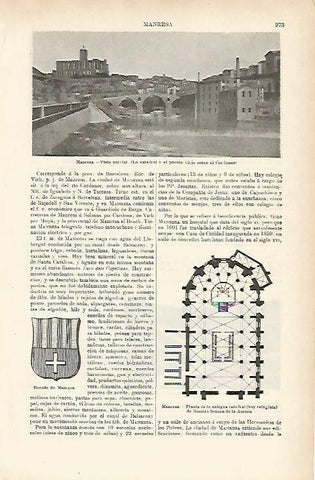 LAMINA ESPASA 3982: Vista parcial de Manresa Barcelona