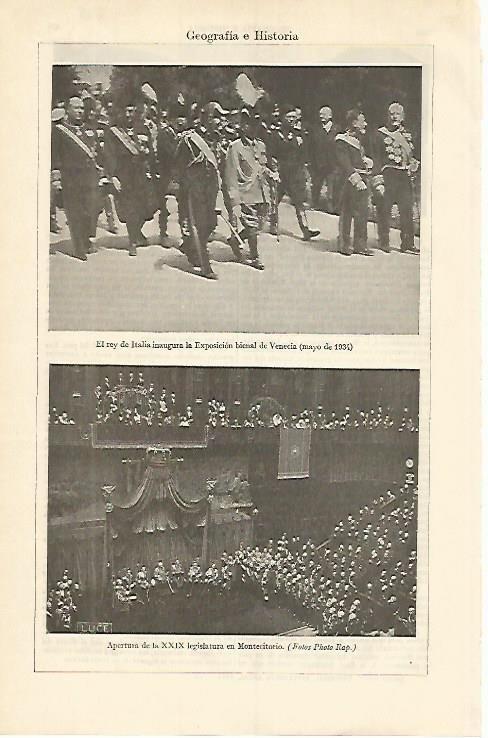 LAMINA DE ESPASA 348: Imagenes del Rey de Italia. 1934