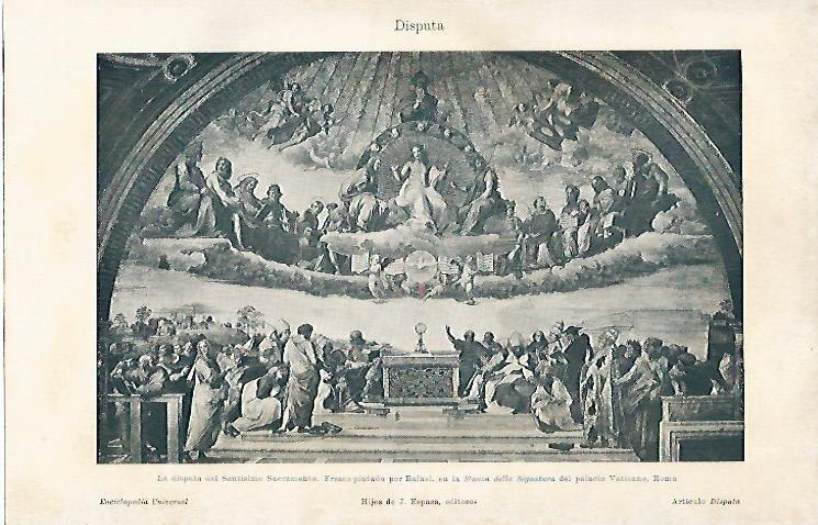 LAMINA ESPASA 3075: La disputa del Santisimo Sacramento obra de Rafael