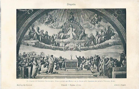 LAMINA ESPASA 3075: La disputa del Santisimo Sacramento obra de Rafael