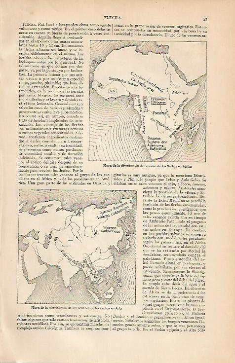 LAMINA ESPASA 3355: Mapa de la distribucion del veneno de las flechas en Africa y Asia