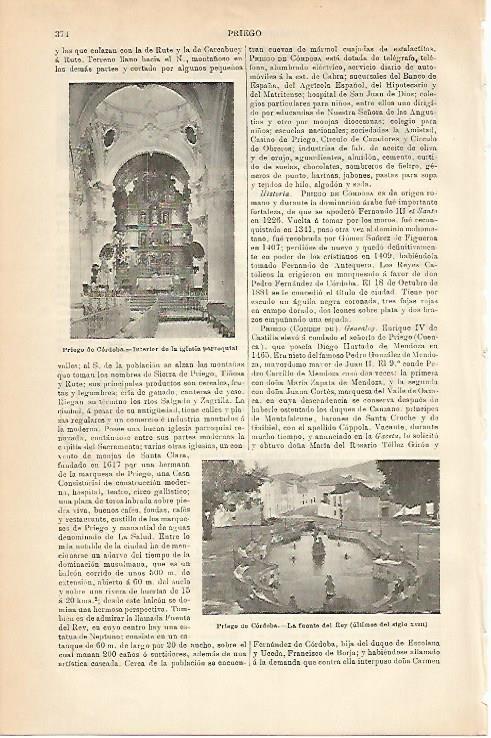 LAMINA ESPASA 3603: Vistas de Priego de Cordoba