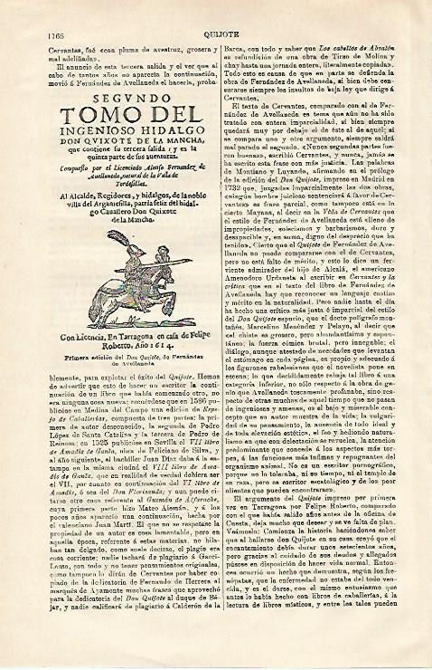 LAMINA ESPASA 20721: Edicion de El Quijote de Fernandez de Avellaneda