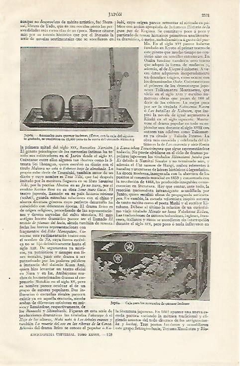 LAMINA ESPASA 20966: accesorios para incienso de Japon