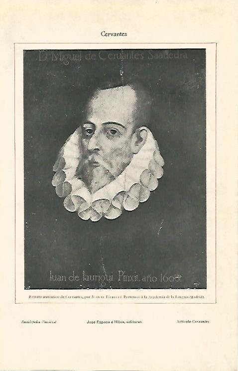 LAMINA ESPASA 2883: Retrato de Cervantes por Juan de Jauregui