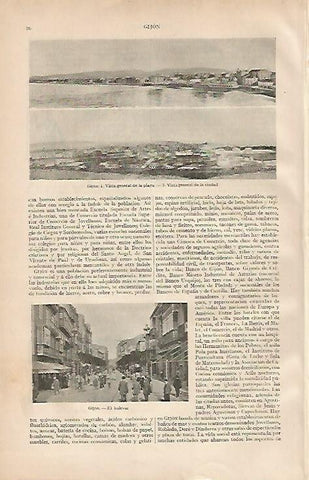 LAMINA ESPASA 2077: Vistas de Gijon Asturias