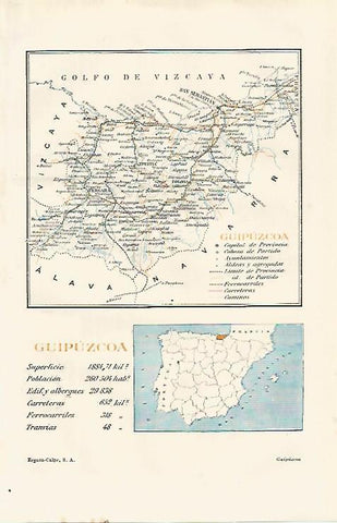 LAMINA ESPASA 21503: Mapa de la provincia de Guipuzcoa