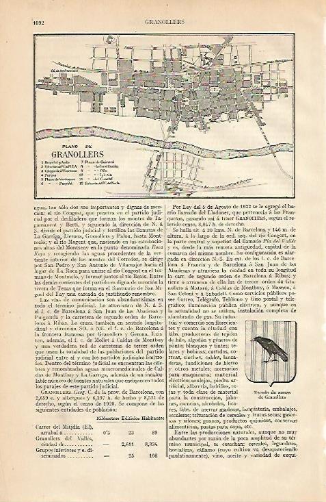 LAMINA ESPASA 2184: Plano de Granollers Barcelona