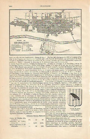 LAMINA ESPASA 2184: Plano de Granollers Barcelona