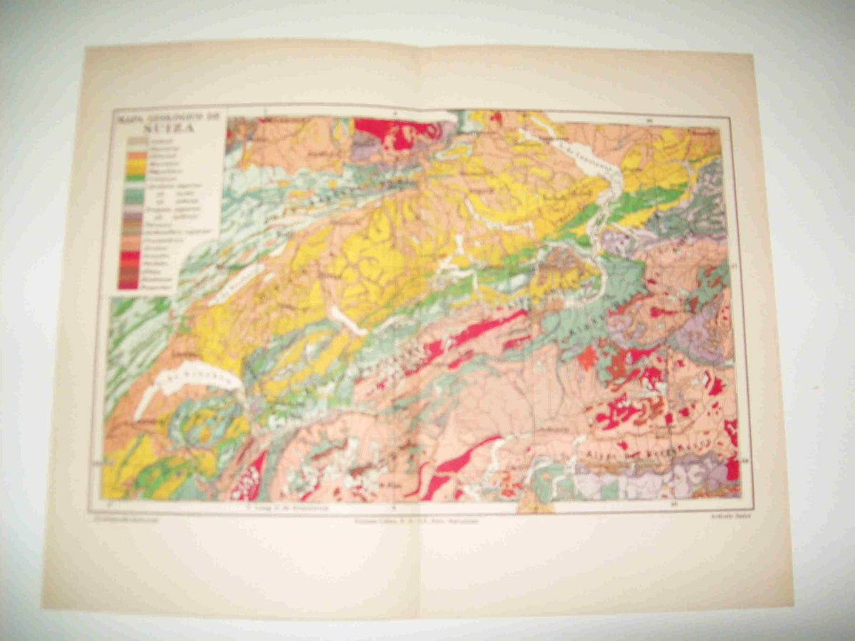 LAMINA ESPASA 22553: Mapa geologico de Suiza