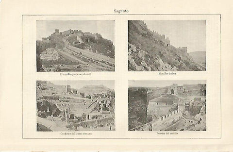 LAMINA ESPASA 22929: Vistas de las ruinas de Sagunto Valencia