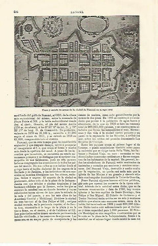 LAMINA ESPASA 23539: Plano de la ciudad de Panama del siglo XVII