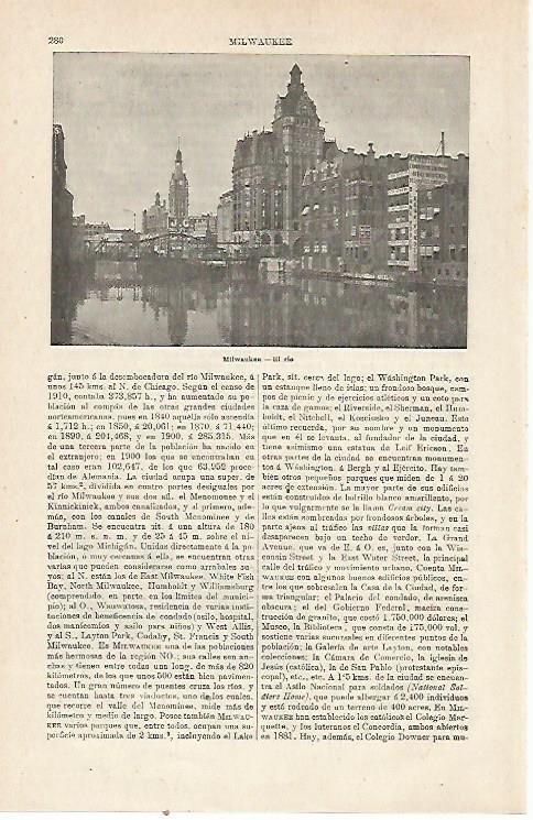 LAMINA ESPASA 23988: Vista de Milwaukee en Estados Unidos