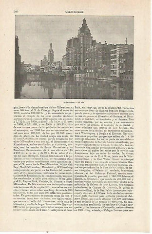 LAMINA ESPASA 23988: Vista de Milwaukee en Estados Unidos