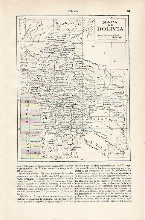 LAMINA ESPASA 24342: Mapa de Bolivia