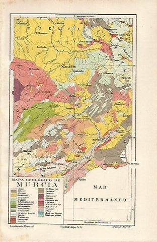 LAMINA ESPASA 24538: Mapa geologico de Murcia