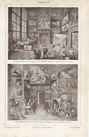 LAMINA ESPASA 24802: Galeria de pinturas  por Baellieur y Galeria de pinturas del archiduque Leopoldo por Teniers