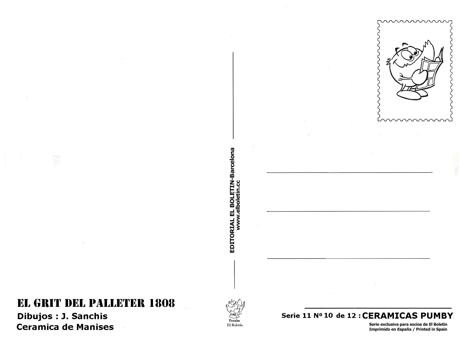 Postal / Postcard: El Boletin serie 11 (Pumby) numero 10: Pumby (Ceramica): El grit del Palleter 1808