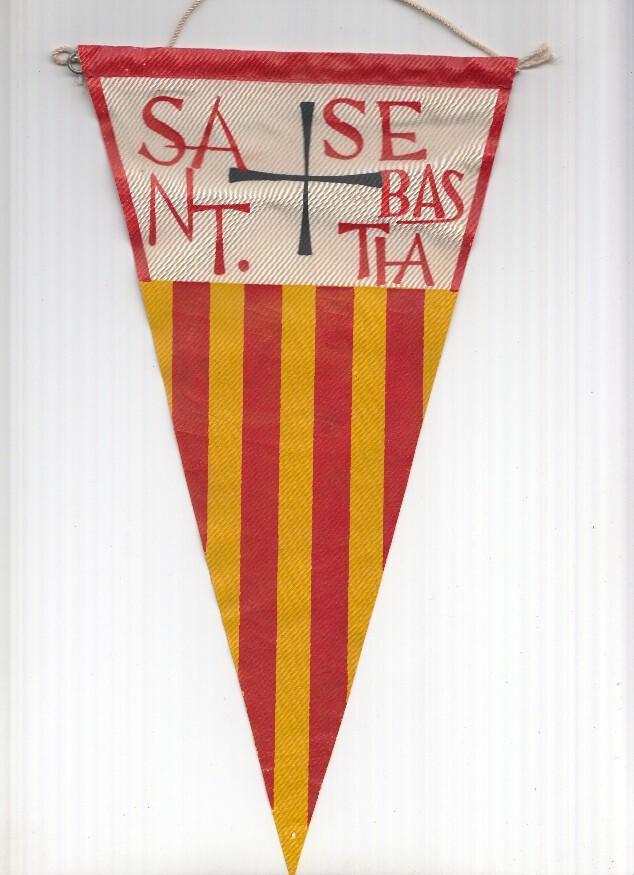 BANDERIN: SANT SEBASTIA - Ilustracion de Senyera Catalana y Creu de Sant Sebastia