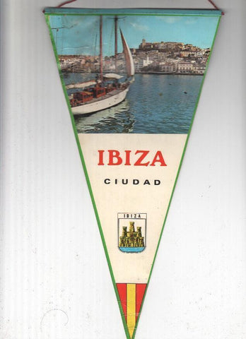 BANDERIN:  IBIZA - Vista desde el Mar (Mapa de Ibiza y Formentera en trasera)