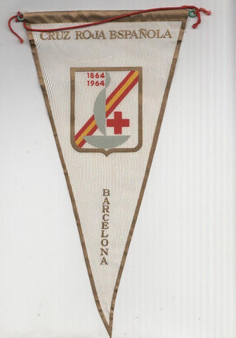 BANDERIN: CRUZ ROJA ESPAÑOLA DE BARCELONA - Con escudo del centenario, 1864-1964