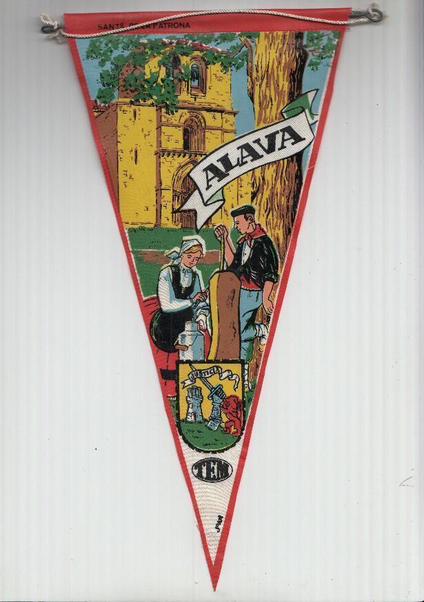 BANDERIN: TEM ALICANTE - Ilustracion del SANTUARIO DE LA PATRONA, Trajes tipicos y escudo de la localidad
