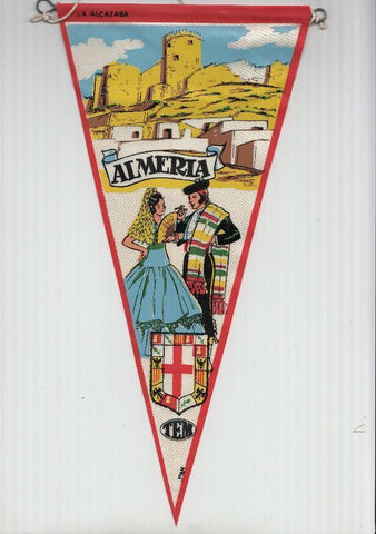 BANDERIN: TEM ALMERIA- Ilustracion de LA ALCAZABA, Trajes tipicos y escudo de la localidad