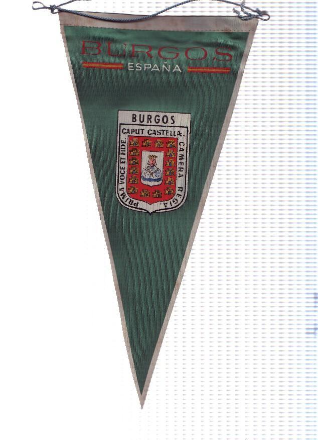 BANDERIN: BURGOS - Escudo de Burgos sobre fondo verde