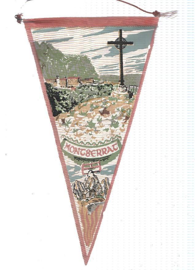 BANDERIN: MONTSERRAT - Ilustracion de la Cruz de Sant Miquel con Santuario al fondo