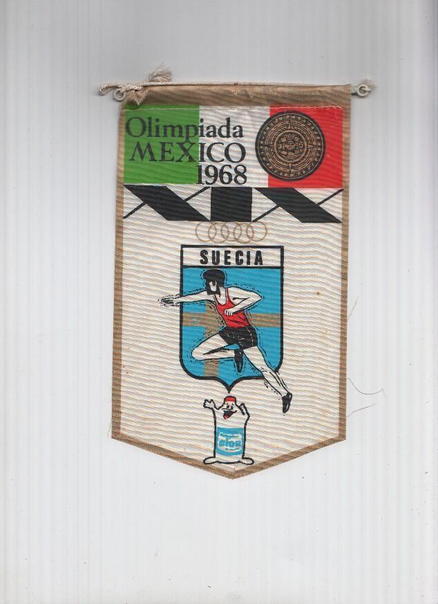 Banderin Olimpiada Mexico 1968 : Suecia (Editor detergentes Gior)