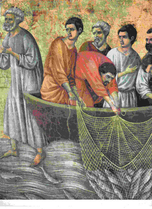 LAMINA 6597: Duccio Aparicion de Cristo sobre el lago Tiberiades detalle