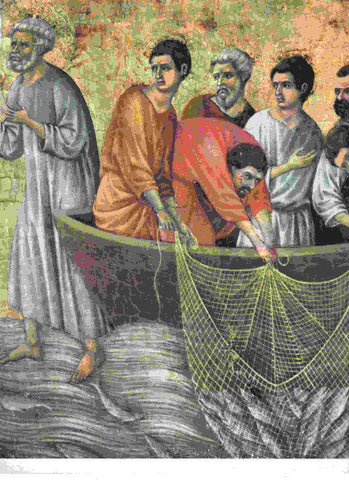 LAMINA 6597: Duccio Aparicion de Cristo sobre el lago Tiberiades detalle