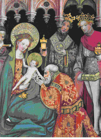 LAMINA 6607: Konrad von Soest La Adoracion de los Reyes Magos detalle del altar de la pasion