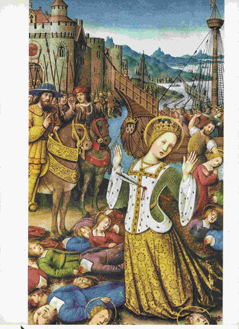 LAMINA 6634: Jean Bourdichon El Martirio de Santa Ursula miniatura del Libro de Horas de Ana de Bretaña