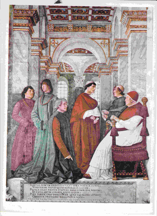 LAMINA 6639: Melozzo da Forli Nombramiento de Platina como perfecto del Vaticano por el papa Sixto IV detalle