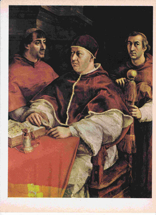LAMINA 6657: Rafael Leon X y dos cardenales