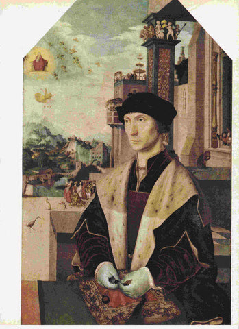 LAMINA 6670: Jan Mostaert Caballero con rosario