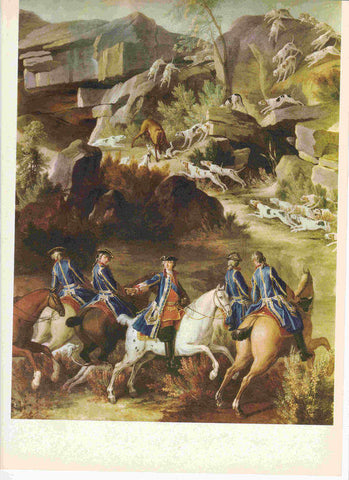 LAMINA 6710: Jean-Baptiste Oudry Caza en el bosque de Fontaineblau