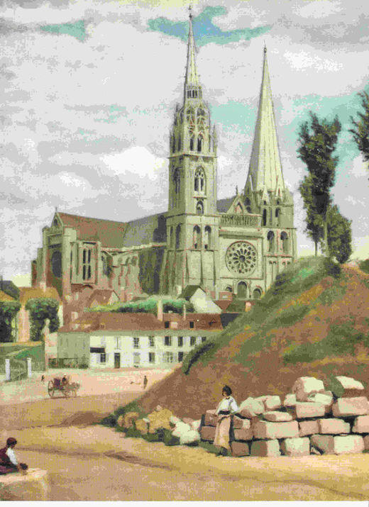 LAMINA 6722: Jean-Baptiste-Camille Corot La Catedral de Chartres