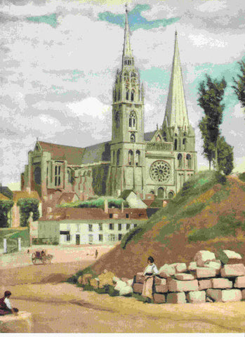 LAMINA 6722: Jean-Baptiste-Camille Corot La Catedral de Chartres