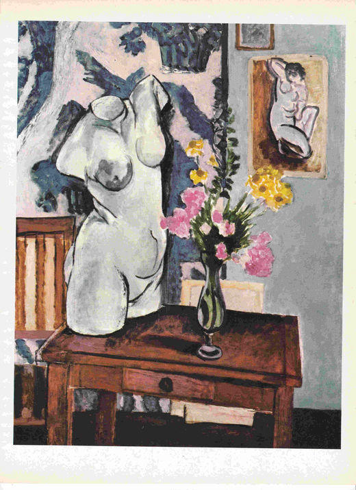 LAMINA 6739: Henri Matisse Torso de yeso y ramo de flores